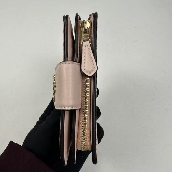 Coach Medium Corner Zip Wallet Canvas Rosette Print Gold/Blush Multi CZ343 NMT - Picture 4 of 9